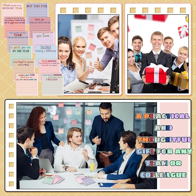 Yinder 24 Pcs Inspirational Sticky Notes Thank You Gift Motivational Sticky Note Pad Employee Appreciation Gift Bulk for Staff Coworker Teacher Nurse Office Groups 3 x 3'' (Team,Elegant)