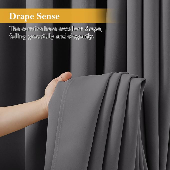 RYB HOME Blackout Thermal Insulated Curtains, Portable Curtain for Sliding Glass Door/Storage/Space Room Divider, Large Window Treatment Room Divider Panel, W80 x L84, Grey, 1 Panel