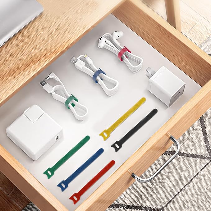 50 Pcs Reusable Cable Ties for Cords, 6 Inches Hook and Loop Adjustable Cord Straps, Reusable Zip Ties, Wire Organizers for Cords Electrical Cord Management Office Home Computer PC Cable Management