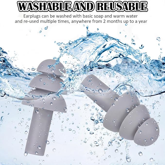 24 Pairs Grey Ear Plugs Bulk NRR 29dB Reusable Silicone Ear Plugs with Plastic Cases Soft Foam Plug for Sleeping Noise Cancelling Concerts Shooting Swimming Noise Reduction