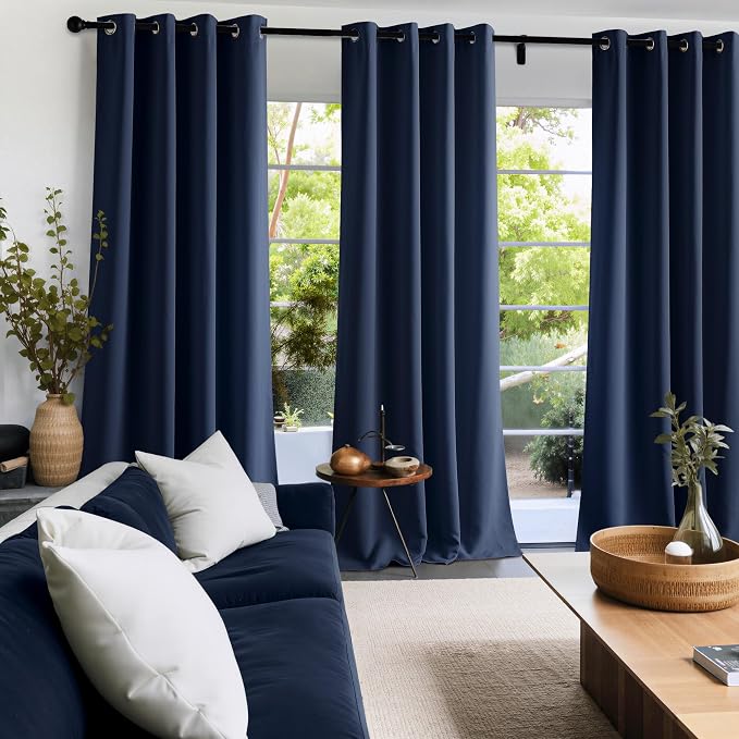 NICETOWN Room Darkening Draperies Curtains Panels, 2 Panels Navy Blue W52 x L84