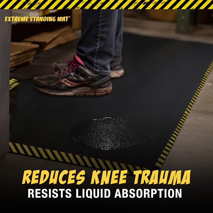 2’ x 3’ Black 1” Thick 6PK | Anti Fatigue Mats for Standing | 6 Pack of Industrial Antifatigue Mat with Safety Stripes | Anti Fatigue Mat for Work & Workplace
