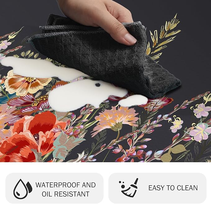 MAYHMYO Anti Fatigue Kitchen Mat Non Slip Waterproof Cushioned Floral Kitchen Rug for Standing Desk Sink Laundry
