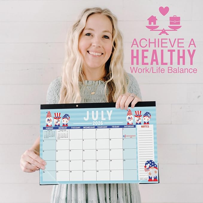 Hadley Designs Large Teacher Desk Calendar 2026-2027 - Desktop Calendar 2026, 18-Month Desk Calendars for Home, Office & Classroom, Cute Classroom Must Haves, Back to School Teacher Gifts