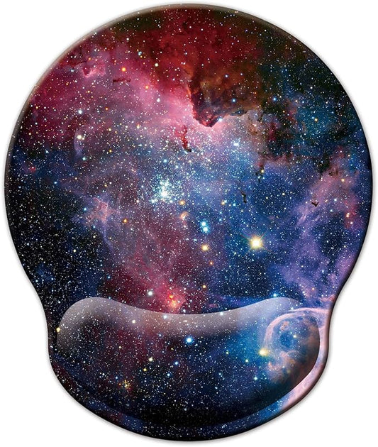 Mouse Pad with Wrist Support, Ergonomic Mouse Pad with Memory Foam Wrist Rest Cushion, Non-Slip Rubber Base Gaming Mice Pad for Home Office Computer Laptop, Starry Sky Colorful
