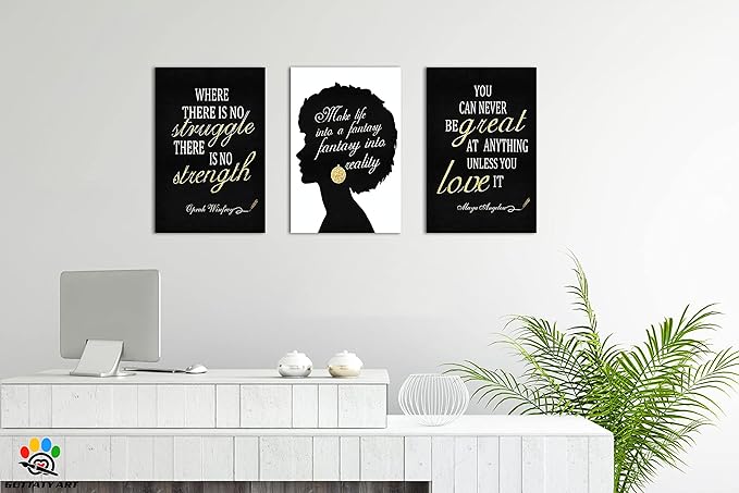 3 Piece Inspirational Wall Art, Office Pictures for Wall Decor, Motivational Quote Canvas Wall Art for Women, Inspirational Quote Poster Framed Artwork for Home Study Room Wall Decoration 20”x30”x3Pcs
