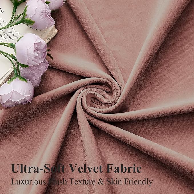 Pink Velvet Curtains for Girls Bedroom Room Darkening Thermal Insulated Soundproof Curtain 102 Inches Long Cute Window Drapes for Living Room, Back Tab Rod Pocket, Dusty Rose, W52 x L102, 2 Panels