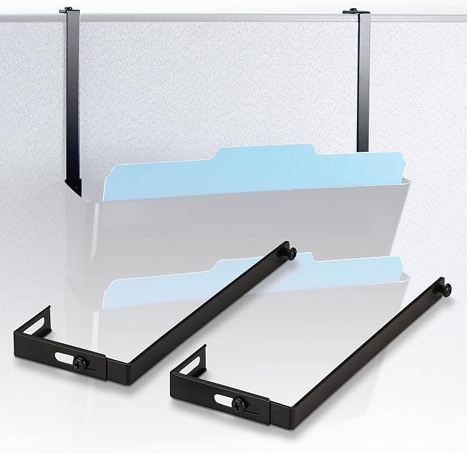 Officemate Universal Partition Hanger Set, Adjusted to fit panels with 1 1/4 inch to 3 1/2 inch thickness, Metal Black (21460), 7"