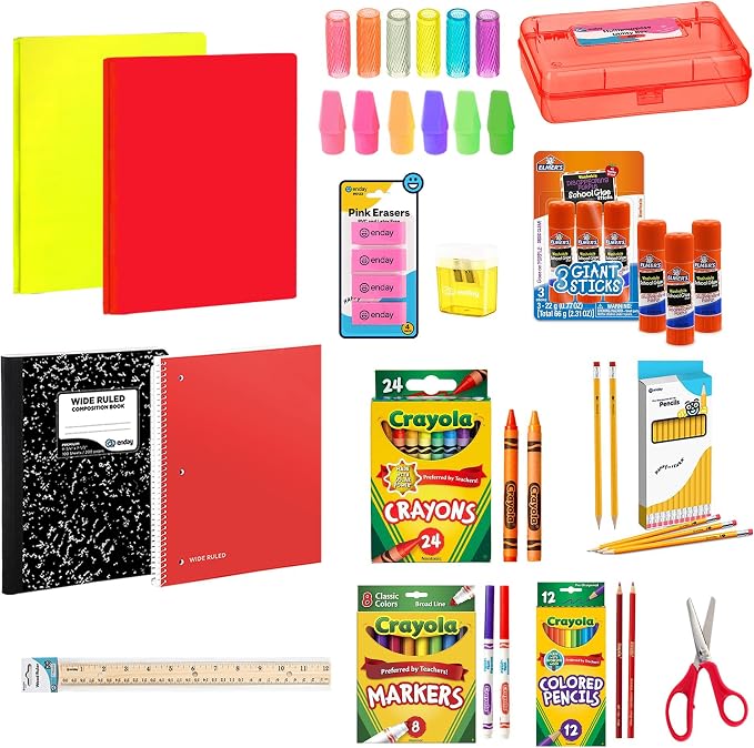 Enday Back to School Supplies Kit - Grades K-5, 83 Piece Back to School Supplies Kit, Kindergarten School Supplies Kids for Girls & Boys