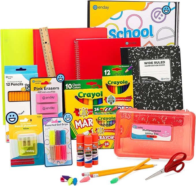 Enday Back to School Supplies Kit - Grades K-5, 83 Piece Back to School Supplies Kit, Kindergarten School Supplies Kids for Girls & Boys