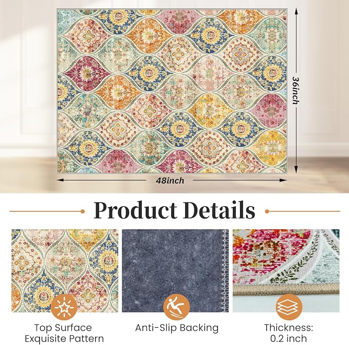 Office Chair Mat for Hardwood Floor & Tile Floor,36"X 48" Heavy Duty Desk Chair Mat for Hard Floors, Under Desk Rug for Rolling Computer Chair,Anti Slip,Low Pile Carpet Floor Protector-Multi