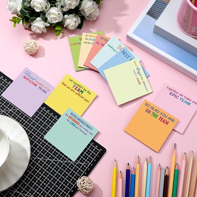Yinder 24 Pcs Inspirational Sticky Notes Thank You Gift Motivational Sticky Note Pad Employee Appreciation Gift Bulk for Staff Coworker Teacher Nurse Office Groups 3 x 3'' (Thank You,Elegant)