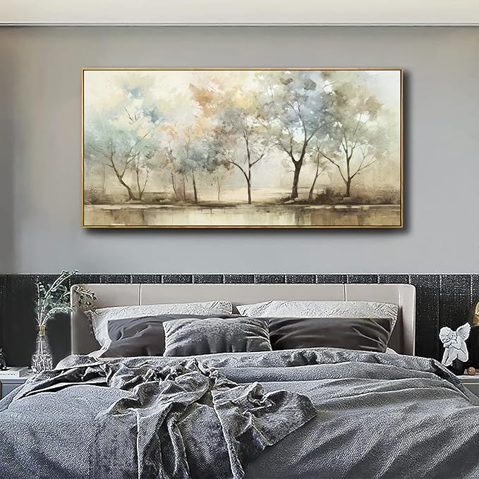 VHMING Abstract Wall Art Artwork Retro Trees Pictures Decor Canvas Painting Framed Ready to Hang Living Room Bedroom and Office Wall Decor 30x60 Inch