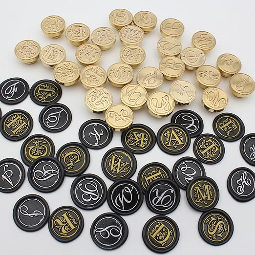 Letter Wax Seal Stamp Kit - Initial Alphabet C Stamp Head 2pcs, Vintage Monogram Stamps Wax Seal Kit with 200pcs Assorted Sealing Beads, Spoon, Metallic Gold Silver Pens
