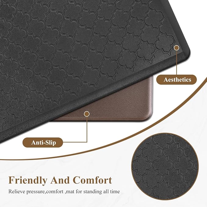 HEBE Anti Fatigue Kitchen Mats for Floor 20"x60", Cushioned Standing Mat | Non Slip Waterproof Kitchen Runner Rug, Heavy Duty Padded Foam Comfort Mat Floor Carpet for Standing Desk, Laundry, Sink