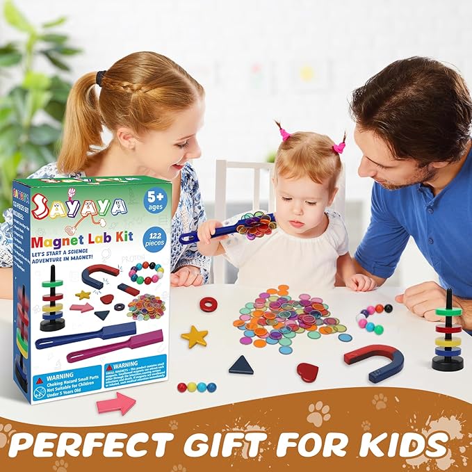 122 PCS Magnetic Science Kit for Kids - Magnetic Balls, Bingo Wands with Chips, DIY Magnet Toys for Kindergartners, Back to School Supplies, Educational Learning Activities for Classroom