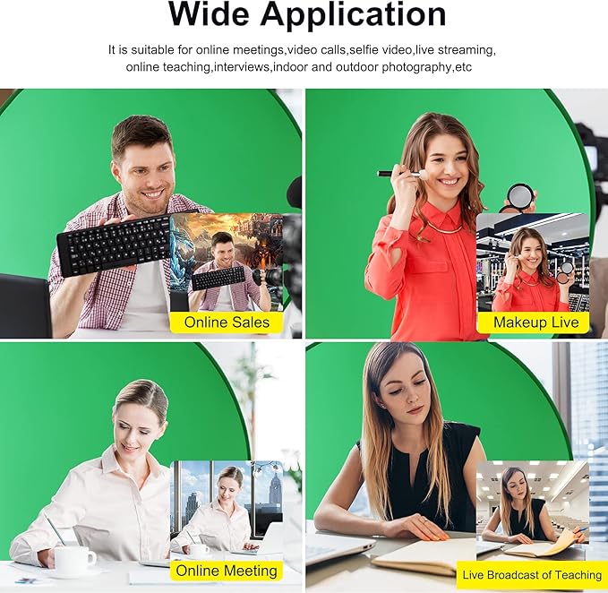 Portable Green Screen Backdrop (56''), Collapsible Webcam Background for Chair, Chroma Key for Home Office Video Conferencing