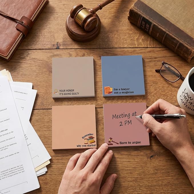 Lawyer Sticky Notes Gifts - 9 Pack Attorney Notepads 3x3 Inches, Lawyer Gifts for Women Men, Law Self-Stick Memo Pads, Legal School Office Supplies for Friends Coworkers (450 Sheets)