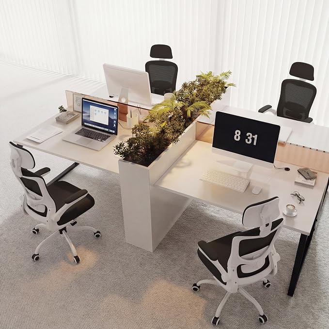 Ergonomic Office Chair for Long Hours, Padded Lumbar Support for Lower Back Relief, 330 lb Capacity, Comfortable Computer Desk Chair for Home Office, Computer & Study (Classic, White/Black)