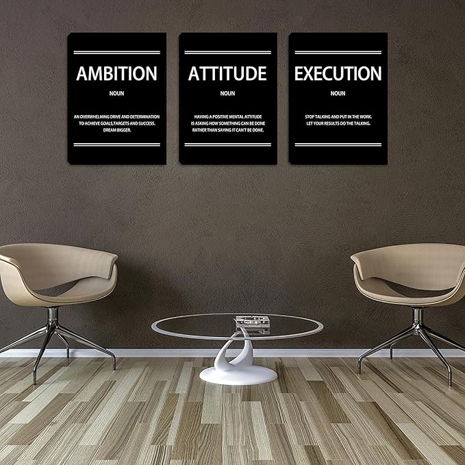 Halioyo Motivational Wall Art - 3 Pieces Inspirational Office Wall Decor with Positive Saying, Ready to Hang Canvas Prints Poster for Classroom Bedroom Living Room(12 x 16 inch)