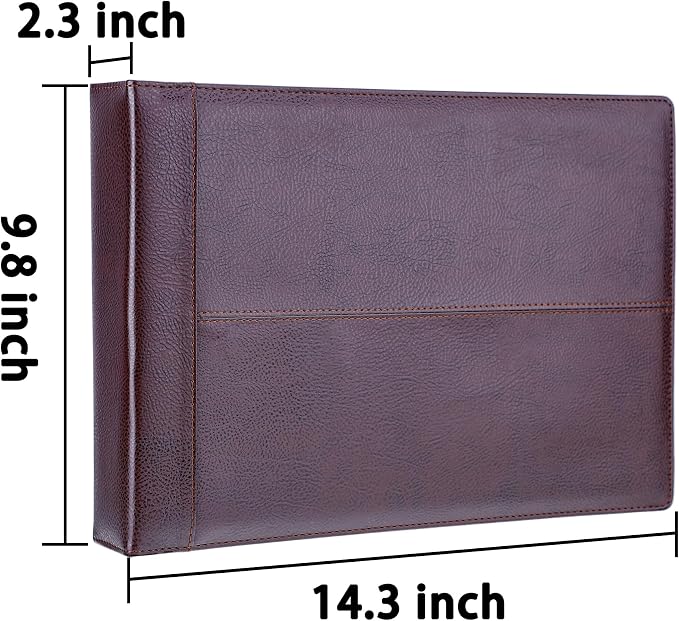Antner 7 Ring Business Checkbook Binder for Business Checks, 600 Checks Capacity, PU Leather Check Book Binder Cover with Zipper Pouch, Executive Organizer Portfolio Holder for 9" x 13" Sheets, Coffee