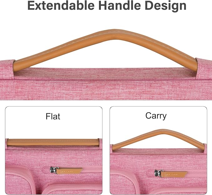 MOSISO 360 Protective Laptop Case 16 inch, 15-15.6 inch Laptop Sleeve Compatible with MacBook Pro 16, HP Acer Dell Lenovo ASUS, Side Open Carrying Case with 4 Zipper Pockets&Handle, Dusty Rose