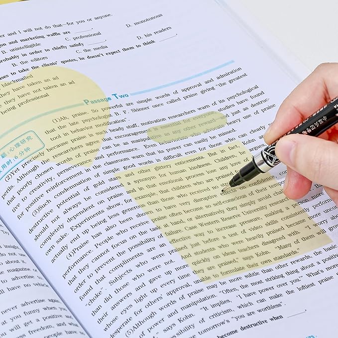 850 Sheets Transparent Sticky Notes, 3 x 3 Inch Clear Sticky Notes with Marker Pen for Bible, Waterproof Self-Adhesive Annotation Tabs, Gradient Color Note Pads for School Office (Yellow)