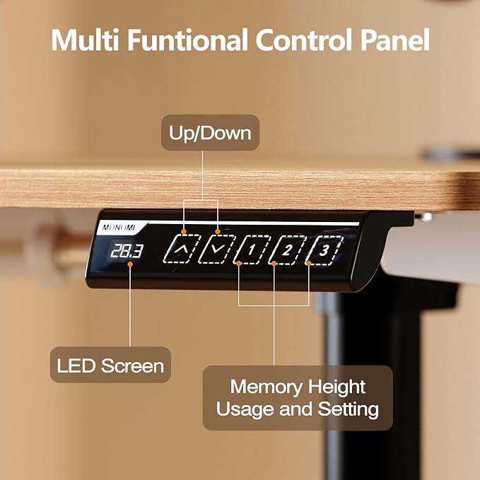 Monomi Electric Standing Desk, 47.2 inches Height Adjustable Desk, Ergonomic Computer Home Office Sit Stand Up Desk with Memory Preset Controller, Two-Piece Desktop (Light Vintage Brown)