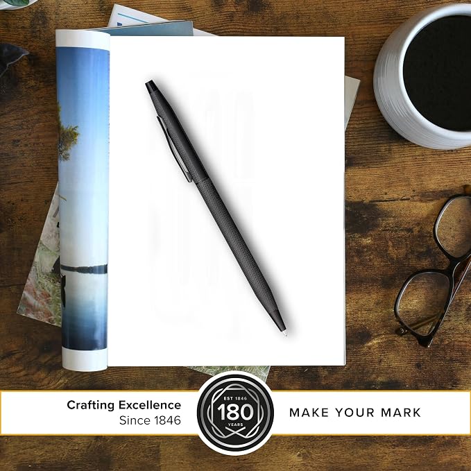 Cross Classic Century Refillable Ballpoint Pen Presented in a Luxury Gift Box - Medium Point, Black Ink, Brushed Black