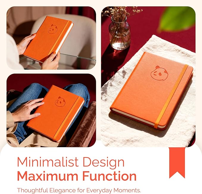 Panda Planner Classic A5 Daily Planner 2026 – Undated Quarterly Productivity Planner with Hourly Schedule, To Do List, Daily Journal, Goal Planner, Habit Tracker & Gratitude Organizer for Home/Office – Orange