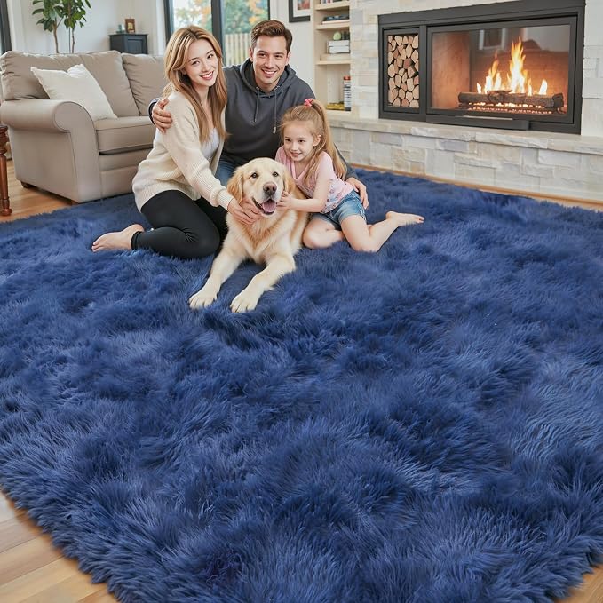 Rugs for Bedroom 4x6, Alfombras para Salas Shag Plush Soft Area Rug, Shaggy Carpets for Livingroom,Home Decor Aesthetic(Royal Blue, 4 x 6)