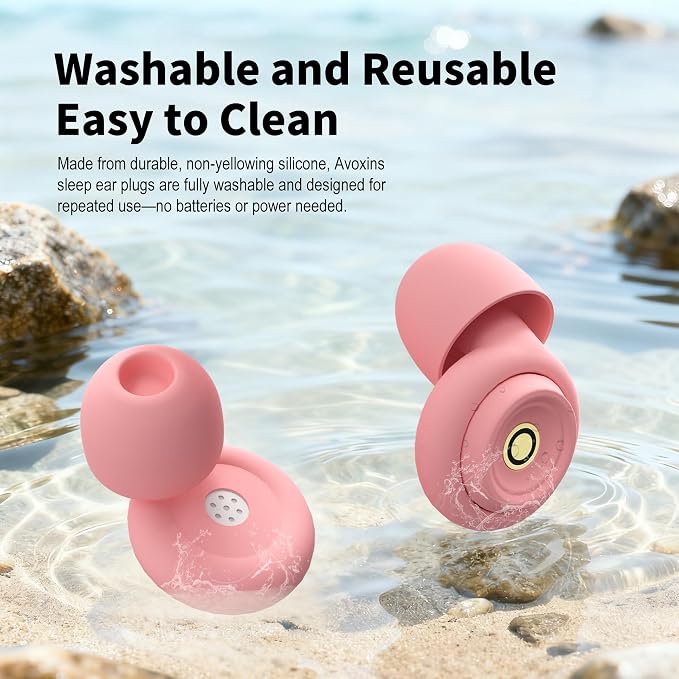 Ear Plugs for Sleeping Ultra-Comfy Silicone Earplugs for Concerts Noise Cancelling Reusable Noise Reduction Earbuds for Travel, Focus, Work 33-45dB Hearing Protection with 9 Tips & Case (Pink)
