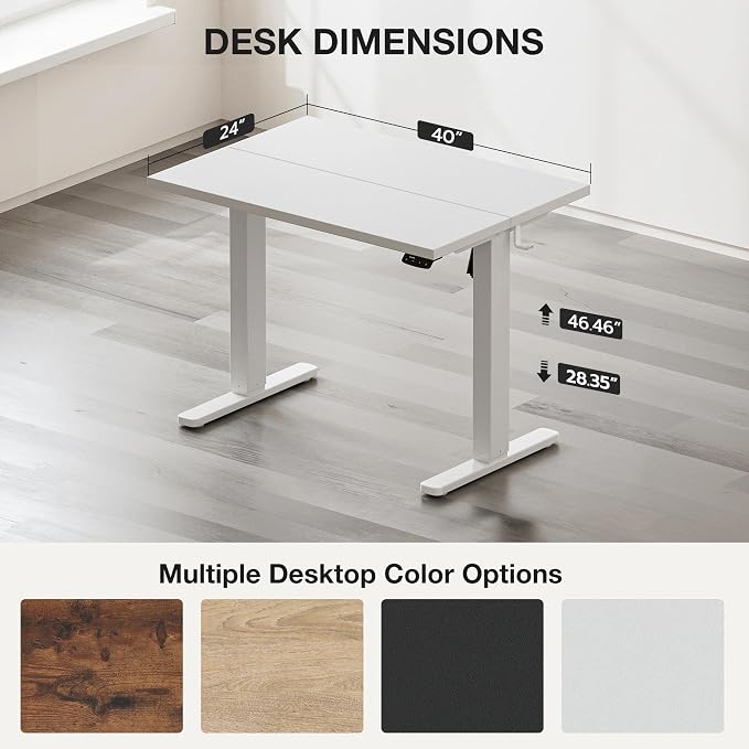 Acrolix Electric Standing Desk, Height Adjustable Home Office Desk with Memory Presets & Cable Management,White Sit Stand Desk for Work from Home, Ergonomic Computer Desk (40" x 24")