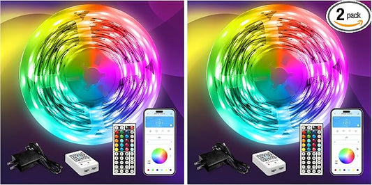 DAYBETTER LED Strip Lights 110ft, Smart Lighting Strips with App Remote Control, RGB Music Sync Color Changing Lights for Bedroom Kitchen Party Home Decor(1 Roll) (Pack of 2)