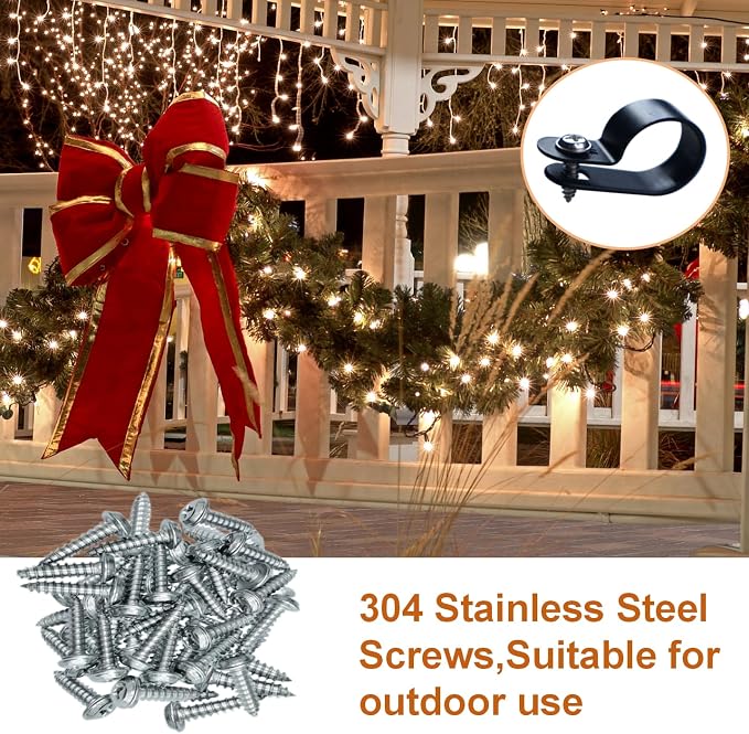 60 Pack 3/4 in Rope Light Clips Black,Cable Clips | p-style Mounting Clips Plastic Cable Clamps for Wire Management