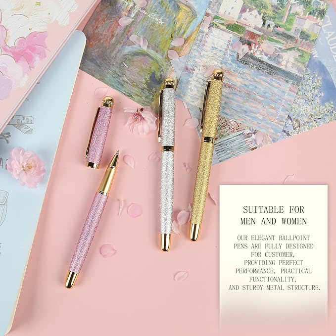 Rollerball Pen Gift Set for Men & Women, Luxury Ball Pen with Refillable Black Ink