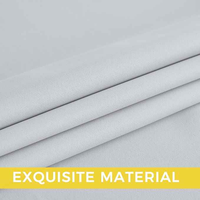 NICETOWN Greyish White Ring Top Panels - Thermal Insulated Shades for Nursery, Kids Room, Yard, Closet, Garage - Breathable Fabric, Privacy Assured, 2 Panels, W52 x L95