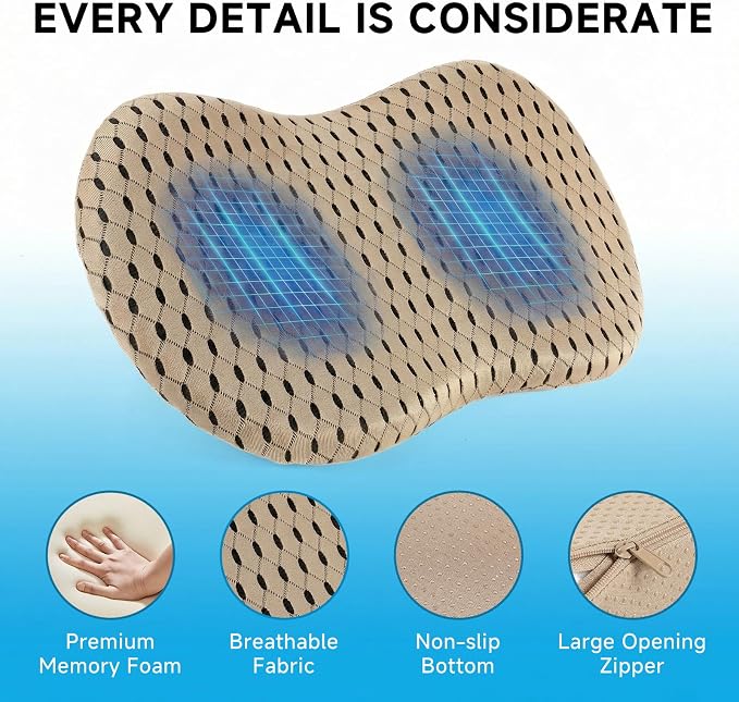 Livtribe Car Seat Cushion - Memory Foam Seat Pad for Sciatica & Lower Back Pain Relief - Driving Cushion with Breathable Mesh Cover - Road Trip Essentials for Drivers (3D Beige)