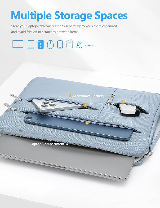 HYZUO 13 Inch Laptop Case Sleeve Bag for MacBook Air 13 M5 A3449 M4 M3 M2 M1 2026-2018, 13" MacBook Neo 2026 A3404, MacBook Pro 13 M2 M1 2026-2016, iPad Air/Pro 13, Surface Pro, XPS 13, Pale Blue