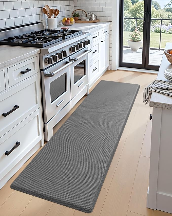 DEXI Kitchen Mat Cushioned Anti Fatigue, Extra Long Large Comfort Standing Floor Mats Waterproof, Memory Foam Antifatigue Runner Rug for Desk Office, Sink, Laundry, 70x20, Grey