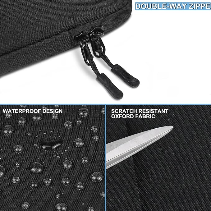 Laptop Sleeve Bag 17 Inch, Shockproof Protective Computer Sleeve Cover with Accessories Pocket, Water Resistant Traveling Carrying Laptop Bag Compatible for 17.3 Inch Dell HP Acer Asus Lenovo, Black