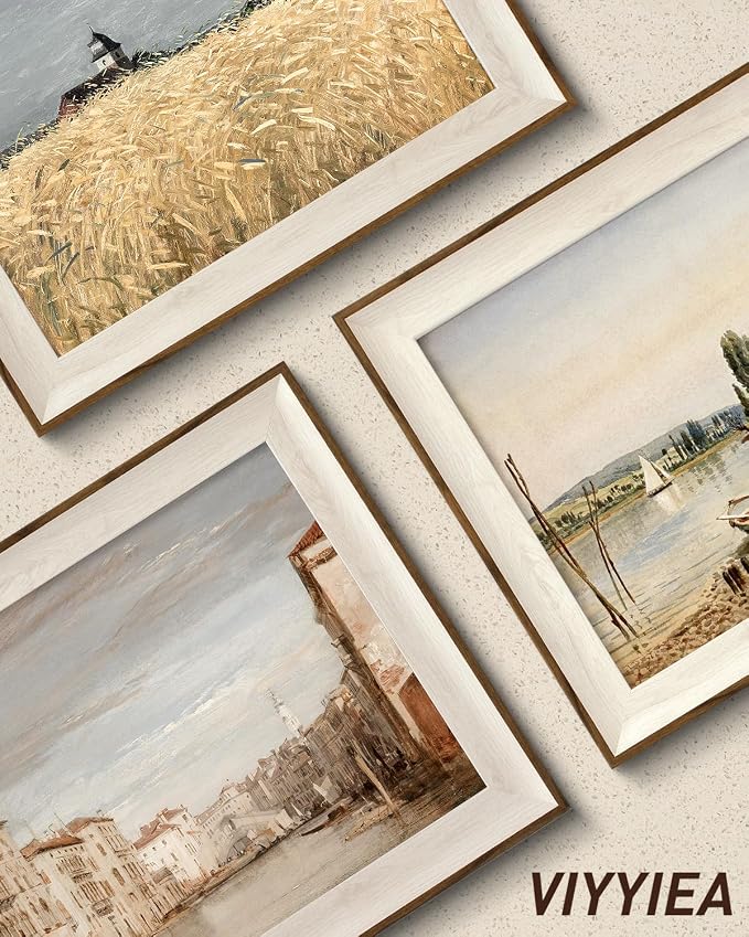 VIYYIEA Framed Wall Art for Living Room, River Canvas Prints, Landscape Home Decor, Architecture Painting Picture, Bathroom Wall Decor Gifts for Friends or Family - 12L x 10W
