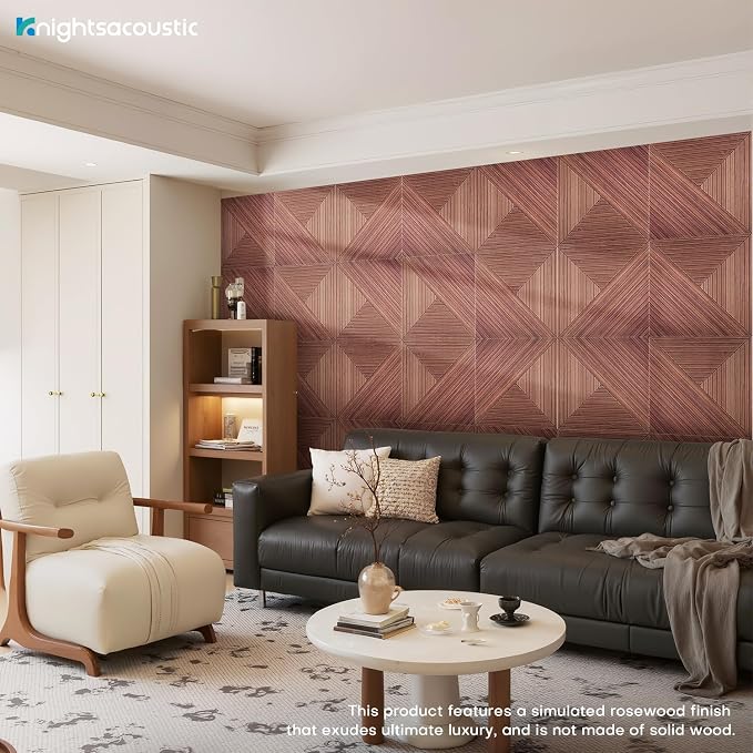 8Pack Acoustic Wall Panels, Wood-Pattern Art Sound Proof Foam Panels For Walls, Decorative Acoustic Panels Sound Absorbing, Self-Adhesive Sound Dampening Panels For Studio Home, 23.62 X 23.62 Inches
