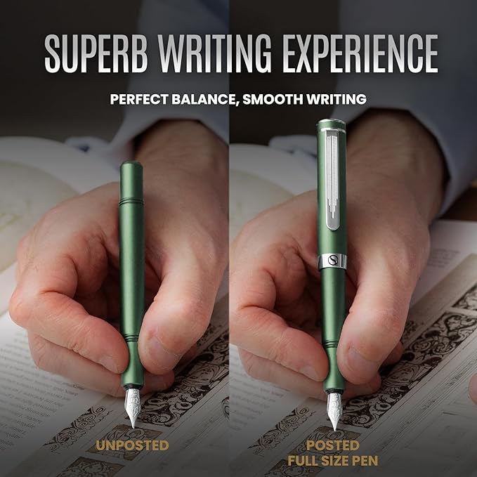 Green Matt EDC Fountain Pen - Fine Nib by Scriveiner