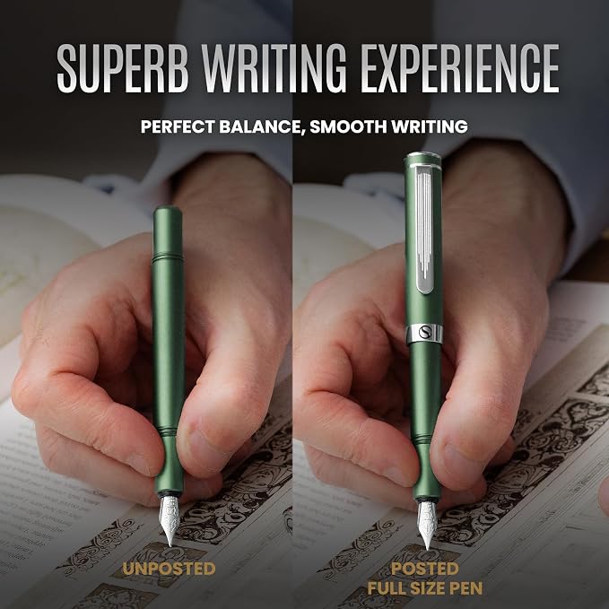 Green Matt EDC Fountain Pen - Fine Nib by Scriveiner