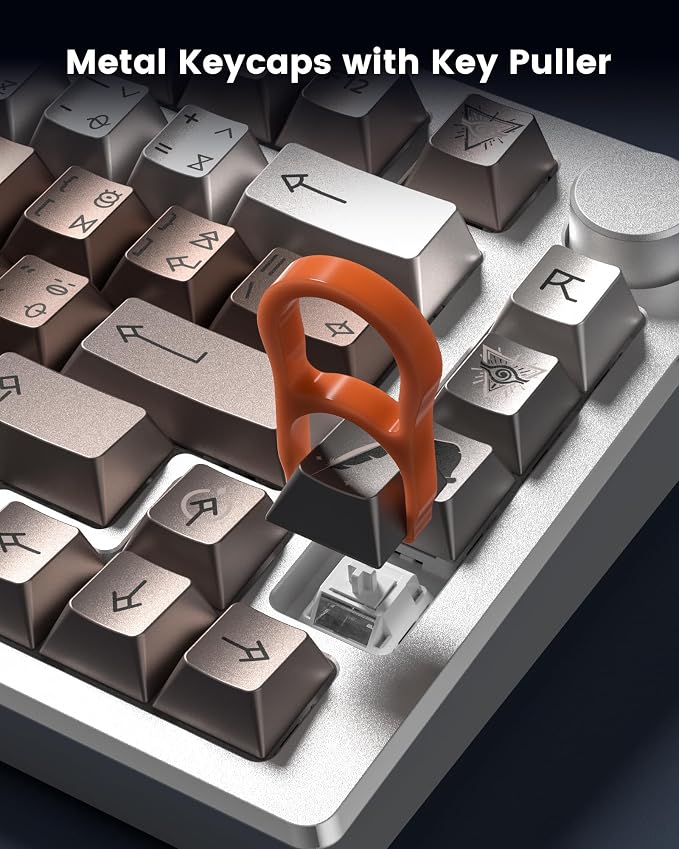 Keymatic Gaming Cherry Keycaps, Metal Keycaps with Key Puller for Mechanical Keyboard Cherry Mx Switch,112 Custom Keycaps,Coffee(Only Keycap Set)