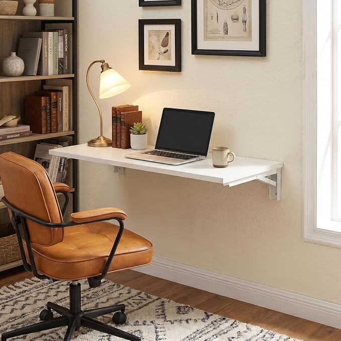 Need Fold Down Wall Mount Desk Heavy Duty Small Folding Wall Table Length 36" Width 20" Perfect Addition to Home Office/Laundry/Home Bar/Kitchen & Dining Room AC15DW(9050)