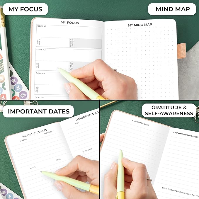 Clever Fox Pocket Planner Weekly – Undated Monthly Goal Planner and Calendar, Mini Planner Perfect for Purse, 3.7x6.7" (Rose Gold)