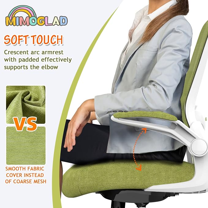 Mimoglad Ergonomic High Back Mesh Office Chair, Adjustable Lumbar Support, Thickened Seat Cushion (Modern, Green Pear)