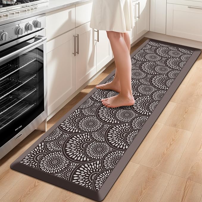 Mattitude 4/5 Inch Kitchen Mat, 24x70in Heavy Duty Ergonomic Comfort Foam Standing Desk Mat, Waterproof Non-Slip Standing Mats and Rugs for Kitchen, Office, Khaki